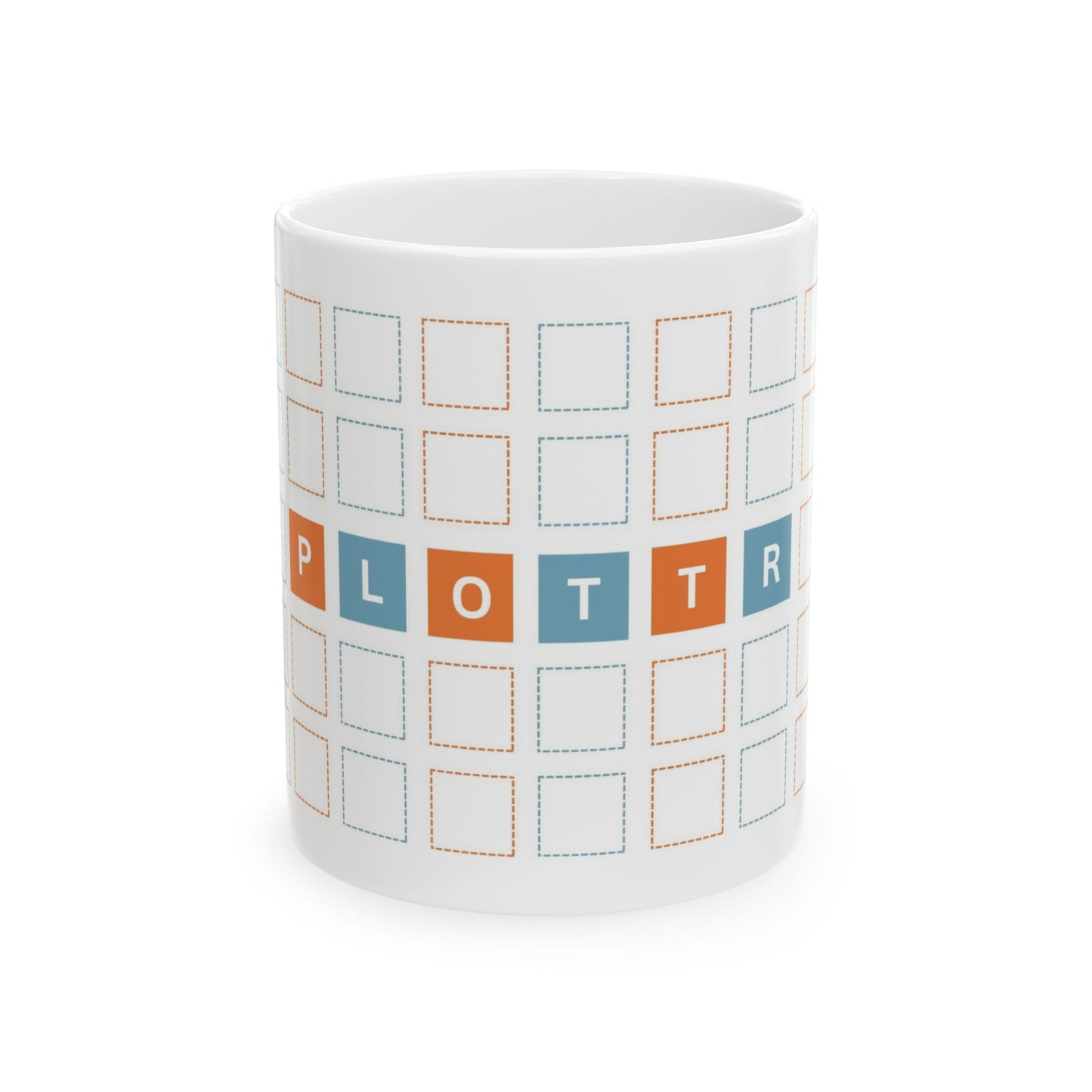 Square-eyed from Plotting Mug - Plottr Orange & Blue